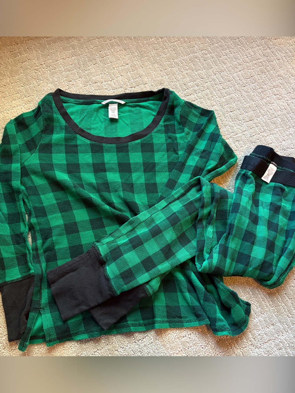 Victoria's Secret Green & Black Buffalo Plaid PJ’s